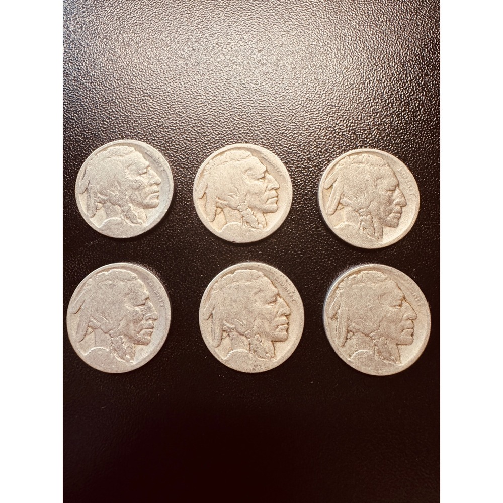 Lot of 6 US Buffalo Nickels No Date Indian Head 5 Cent Coins Bulk Filler